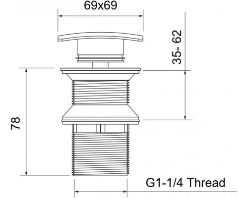 AQ6004CR сливной набор для раковины Push-open с переливом, крышка квадратная AQ6004CR