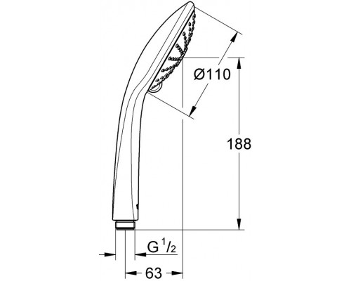 27239001 Euphoria Massage Ручной душ 110 III, расход 9,5 л/мин, хром (белая душевая поверхность) 27239001