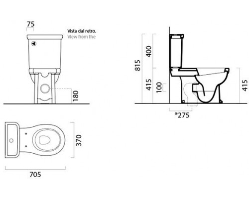 878111 CLASSIC Бачок для напольного унитаза (без механизма), цвет белый 878111
