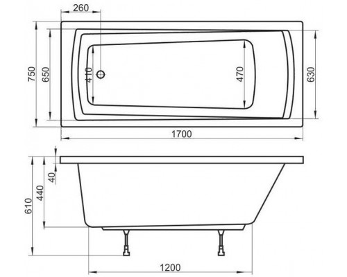Ванна DOMINO PLUS 170х75 белая C631R00000