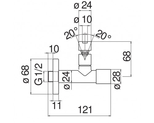 AV00121/21RCP угловой переходник, красное золото AV00121/21RCP