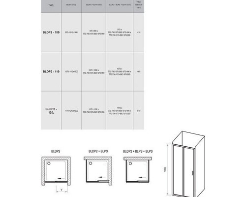 BLDP2-110 белый + Грапе Blix душевая дверь раздвижная, двухэлементная 0PVD0100ZG