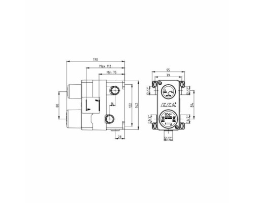 102166301EX скрытая часть для смесителя на 3 режима 102166301EX