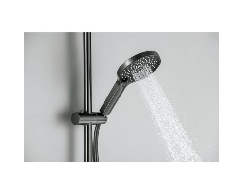 AQ1748BGM ЛУГАНО смеситель для ванны с душевым гарнитуром 3jet, оружейная сталь (шлиф. черный хром) AQ1748BGM