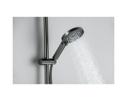 AQ1748BGM ЛУГАНО смеситель для ванны с душевым гарнитуром 3jet, оружейная сталь (шлиф. черный хром) AQ1748BGM