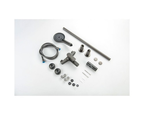 AQ1748BGM ЛУГАНО смеситель для ванны с душевым гарнитуром 3jet, оружейная сталь (шлиф. черный хром) AQ1748BGM