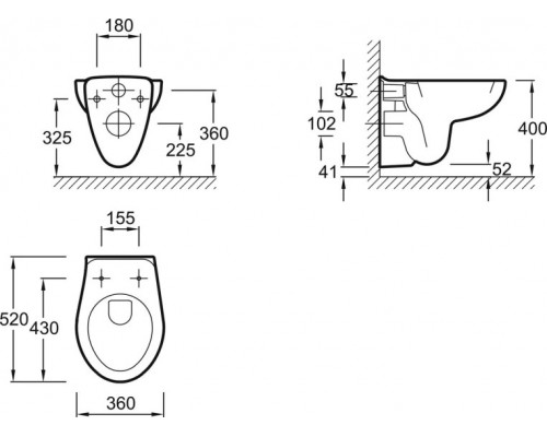 E21733RU-00 OUT OF COL BRIVE Комплект инсталляции 3/6 л с подвесным унитазом, сиденьем, клавишей смыва и креплениями E21733RU-00