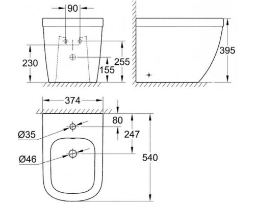 39340000 Euro Ceramic Биде напольное, альпин-белый (12 шт пал - 126340) 39340000