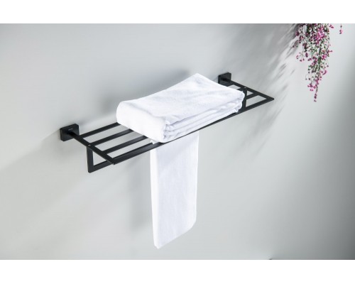 AQ4315MB ЛИБРА полка для полотенец, матовый черный AQ4315MB