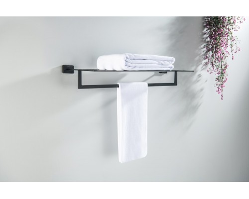 AQ4315MB ЛИБРА полка для полотенец, матовый черный AQ4315MB