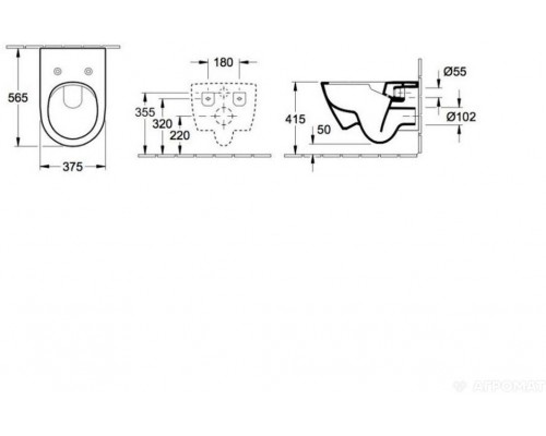 5614 R201 SUBWAY 2.0 Комбипак (5614R001 Унитаз 370х560, подвесной, DirectFlush + 9M78S101 Сиденье для унитаза, SlimSeat, Quick Release, Soft Closing) 5614R201