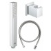 27889000 Euphoria Cube+ Stick Душевой набор I (квадратный ручной душ, настенный держатель, шланг 1500 мм), 9,5 л/мин, хром 27889000
