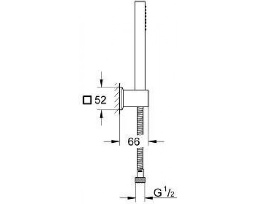 27889000 Euphoria Cube+ Stick Душевой набор I (квадратный ручной душ, настенный держатель, шланг 1500 мм), 9,5 л/мин, хром 27889000