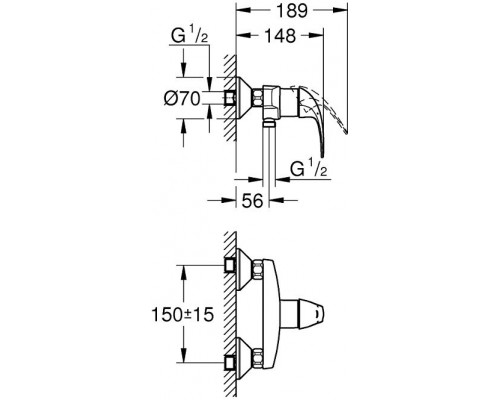 23631000 BauCurve Смеситель для душа (новая модель вместо 32807000), хром 23631000