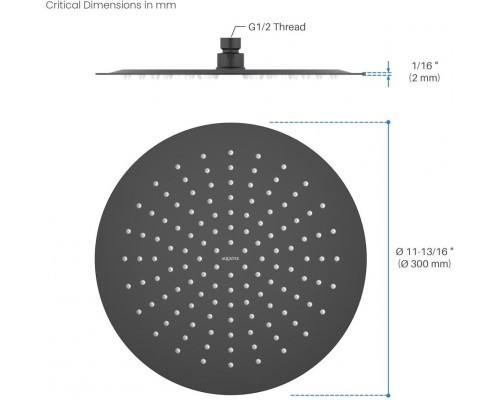AQ2075MB круглый верхний душ 3002 мм, матовый черный AQ2075MB