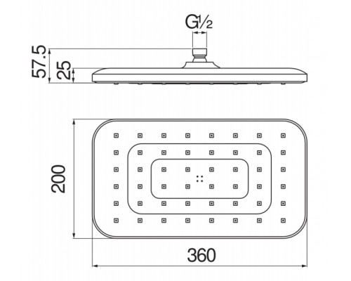 AD139/128CR верхний душ 36х20 см AD139/128CR