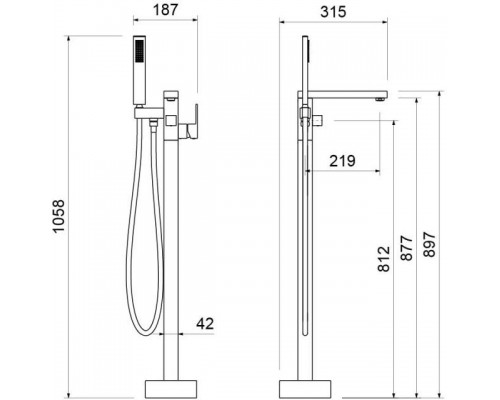 AQ1645CR ЛИБРА смеситель для ванны напольный AQ1645CR