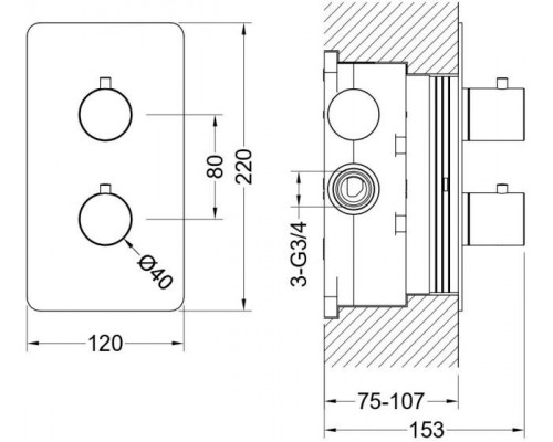 AQ1391CR ЕВРОПА термостатический смеситель для душа 1 режим (внешняя и скрытая часть) AQ1391CR