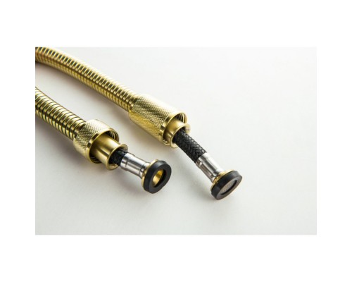 AQ1219BG ОБЕРОН набор с гигиеническим душем (смеситель + гигиеническая лейка + шланг + шланговое подсоединение с держателем), шлиф. золото AQ1219BG