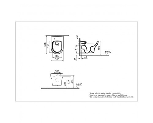 7786B003-0075 Подвесной безободковый SmoothFlush унитазZentrum Round(НУЖНА КРЫШКА 801-003-019) 7786B003-0075
