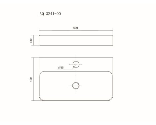 AQ3241-00 раковина 600420130мм для монтажа на столешницу AQ3241-00