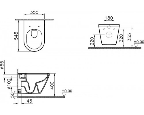 9856B003-7205 Комплект: Integra Round унитаз подвесной безободковый с тонким сиденьем МЛ+ инсталляция+ панель смыва глянец хром 9856B003-7205