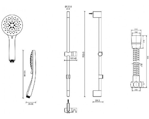 E32907-CP SALUTE душевой гарнитур 70 см E32907-CP