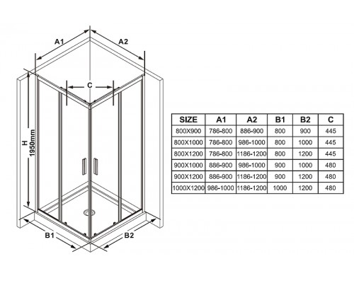 BLSRV2K-120 черный+Transparent, дверь для комбинации с дверью X1XMG0300Z1