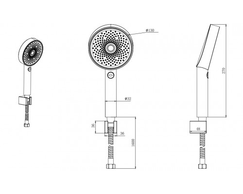 AQ2030MB ВЕГА душевой набор 3jet, матовый черный AQ2030MB