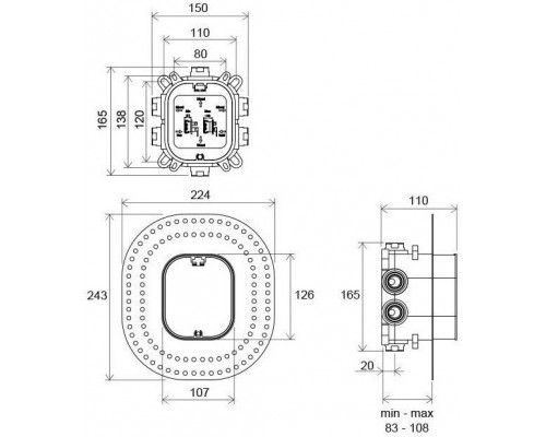 Рабочее тело смесителя скрытого монтажа RB 072.50 R-box Vari (для смесителей FLAT) X070139