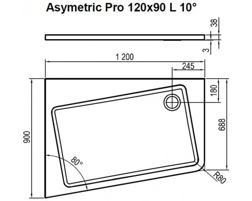 Поддон ASYMETRIC PRO 120x90 L 10° белый (СНИМАЕТСЯ С ПРОИЗВОДСТВА 2023г) XA25G70101L
