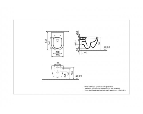 9856B003-7200 Комплект: Mia Round подвесной Безободковый унитаз + тонкое сиденье МЛ+ инсталляция + панель смыва матовый хром 9856B003-7200