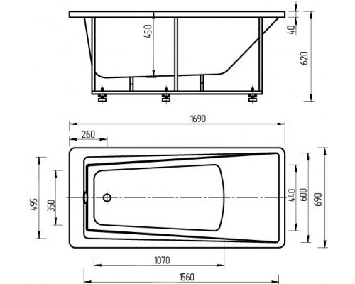 Либра-170 пустая с фр.экр. (слив слева) ПРОДАЕМ ИЗ НАЛИЧИЯ LIB170-0000021
