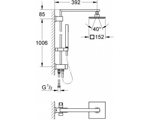 27696000 Euphoria Cube 152 Душевая система с переключателем (без смесителя), хром 27696000