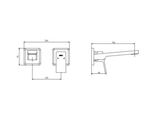 102167605EX-KK TIERA смеситель для раковины настенный 2 отв. (внешняя часть) 102167605EX-KK