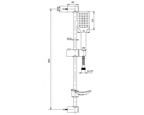 102146029C1EX TIERA душевой гарнитур 60 см матовый черный 102146029C1EX