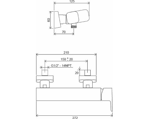 Смеситель для душа TD F 032.20/150 черный X070153