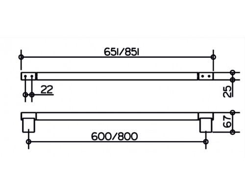 14901370800 PLAN Полотенцедержатель 800 мм, чёрный матовый 14901370800