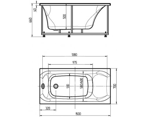 Альфа 150 пустая с фр.экр. (слив слева) ALF150-0000031
