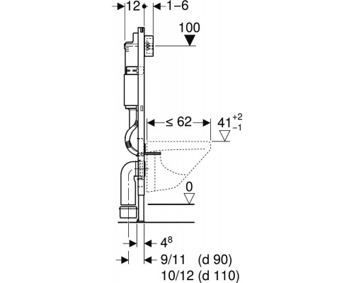 458.118.21.2 Инсталляция Geberit Duofix для подвесного унитаза, 112 см, со смывным бачком Delta 12 см, смывная клавиша Delta20 хром глянцевый 458.118.21.2