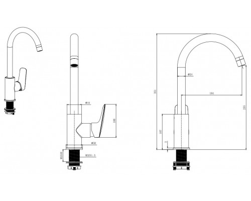 AQ1082CR ВЕГА смеситель для кухни (полукруглый излив) AQ1082CR