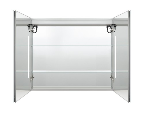 AQ7809-MLC Алюминиевый зеркальный шкаф с подсветкой 800700133,крепеж. Две зерк.дверцы шириной 39,85см,антизапотевание, акриловая подсветка AQ7809-MLC