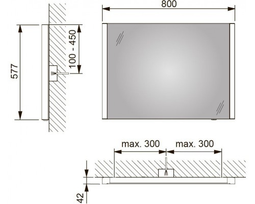 14296002500 ROYAL REFLEX Зеркало с подсветкой 800 х 577 х 42 мм, LED подсветка вертикальная 14296002500