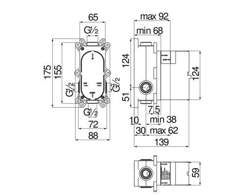 WE81100 смеситель для ванны (скрытая часть) WE81100
