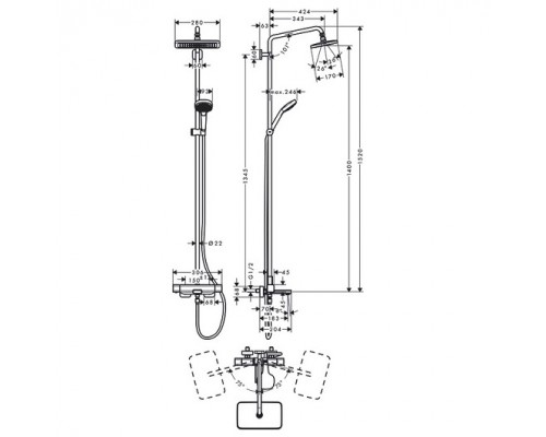 27687000 HG Croma E 280 1 jet Showerpipe душевая система 27687000