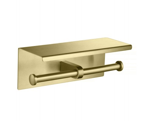 AQ4909BG ОБЕРОН бумагодержатель двойной с полкой, шлиф. золото AQ4909BG