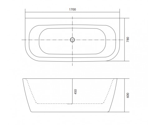 AQ-123778 АЛТЕЯ Ванна акриловая, пристенная, 1700780600 В комплекте со сливом и ножками. Цвет белый глянцевый. AQ-123778