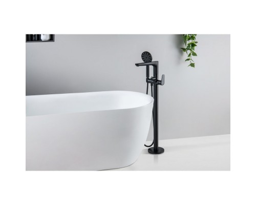 AQ1145MB БЕТТА смеситель для ванны напольный (внешняя и скрытая часть), матовый черный AQ1145MB