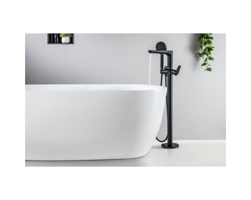 AQ1145MB БЕТТА смеситель для ванны напольный (внешняя и скрытая часть), матовый черный AQ1145MB