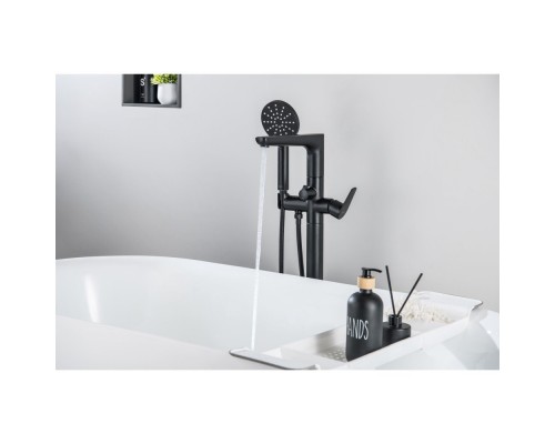 AQ1145MB БЕТТА смеситель для ванны напольный (внешняя и скрытая часть), матовый черный AQ1145MB